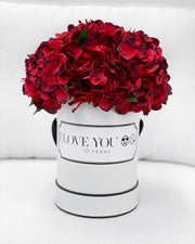 Limited! Scented silk red hydrangeas (Choose your box colour)